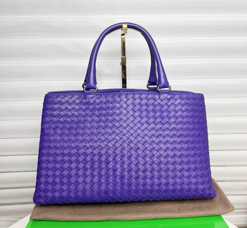 Bottega Veneta Purple Intrecciato Leather Roma Tote Bag C19489871095