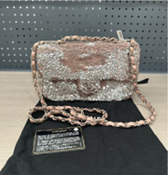 CHANEL Pink Sequined CF Shoulder/Crossbody Chain Bag 3102608020285