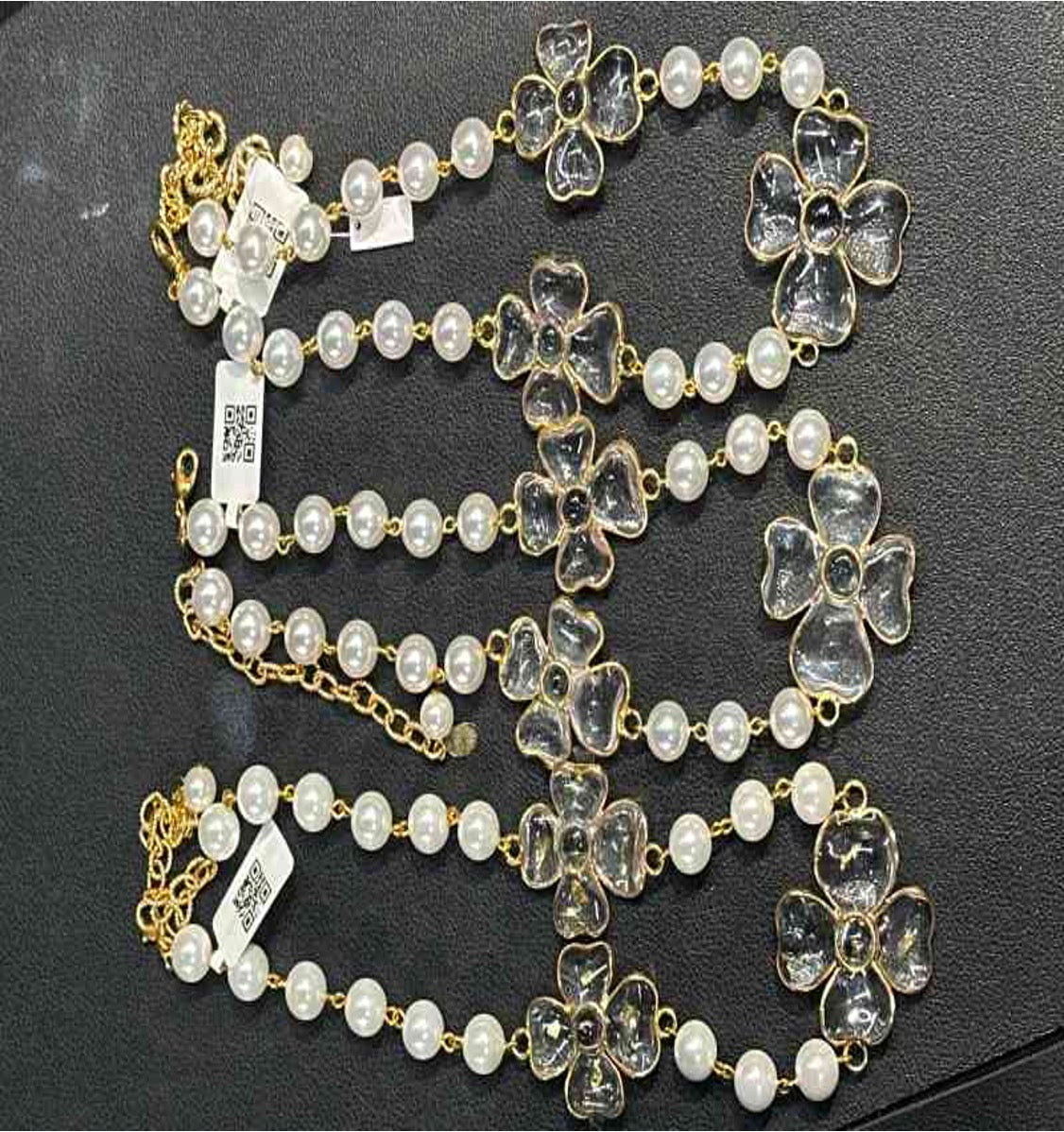 FM Transparent Three-Flower Pearl Necklace LZ601450