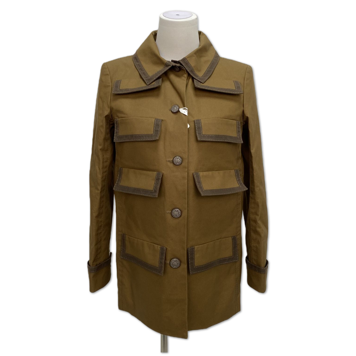 Chanel Brown Contrast-Trim Multi-Pocket Jacket size 36 C13999702470