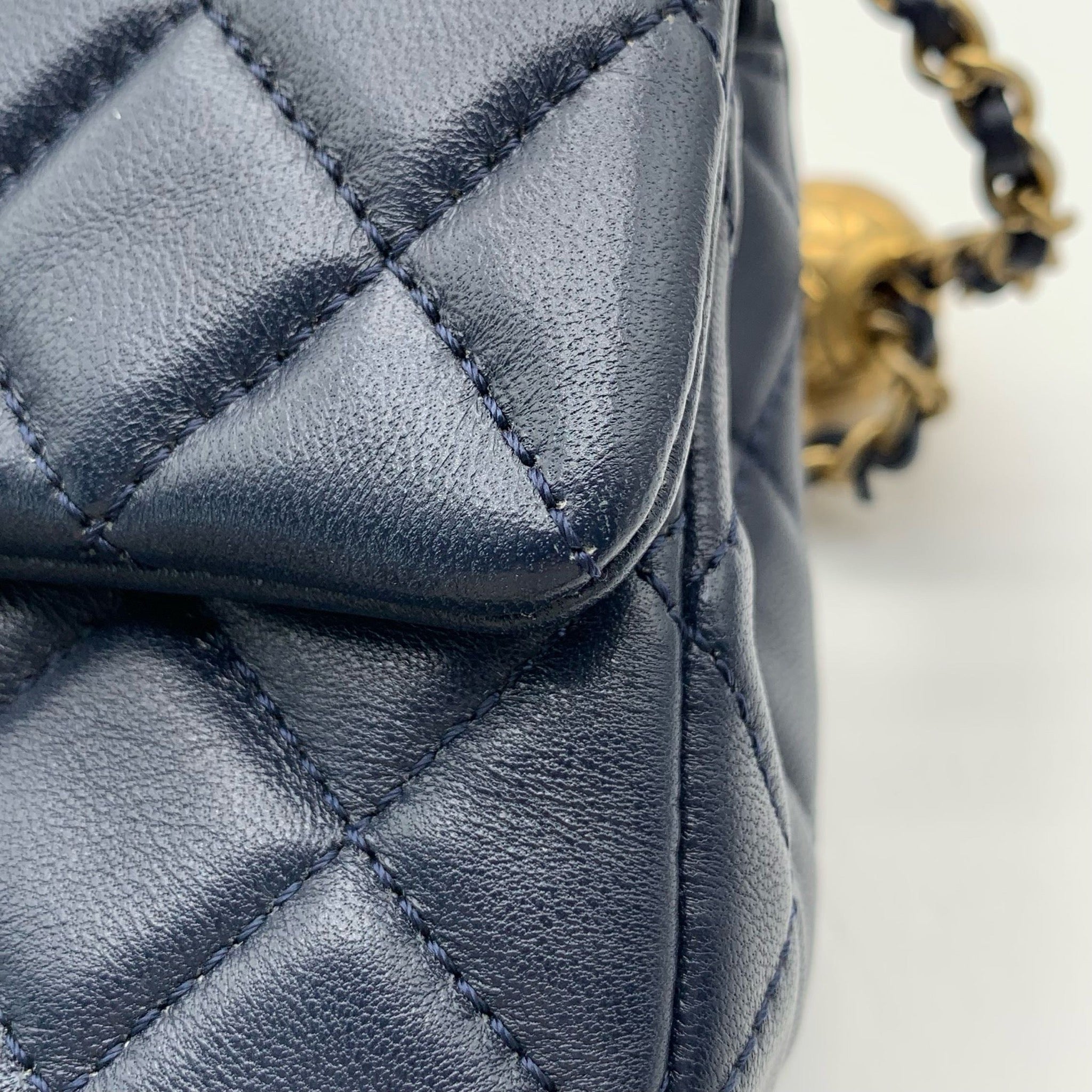 Chanel Mini Classic Flap Rectangle Navy Blue Lambskin Bag image 12