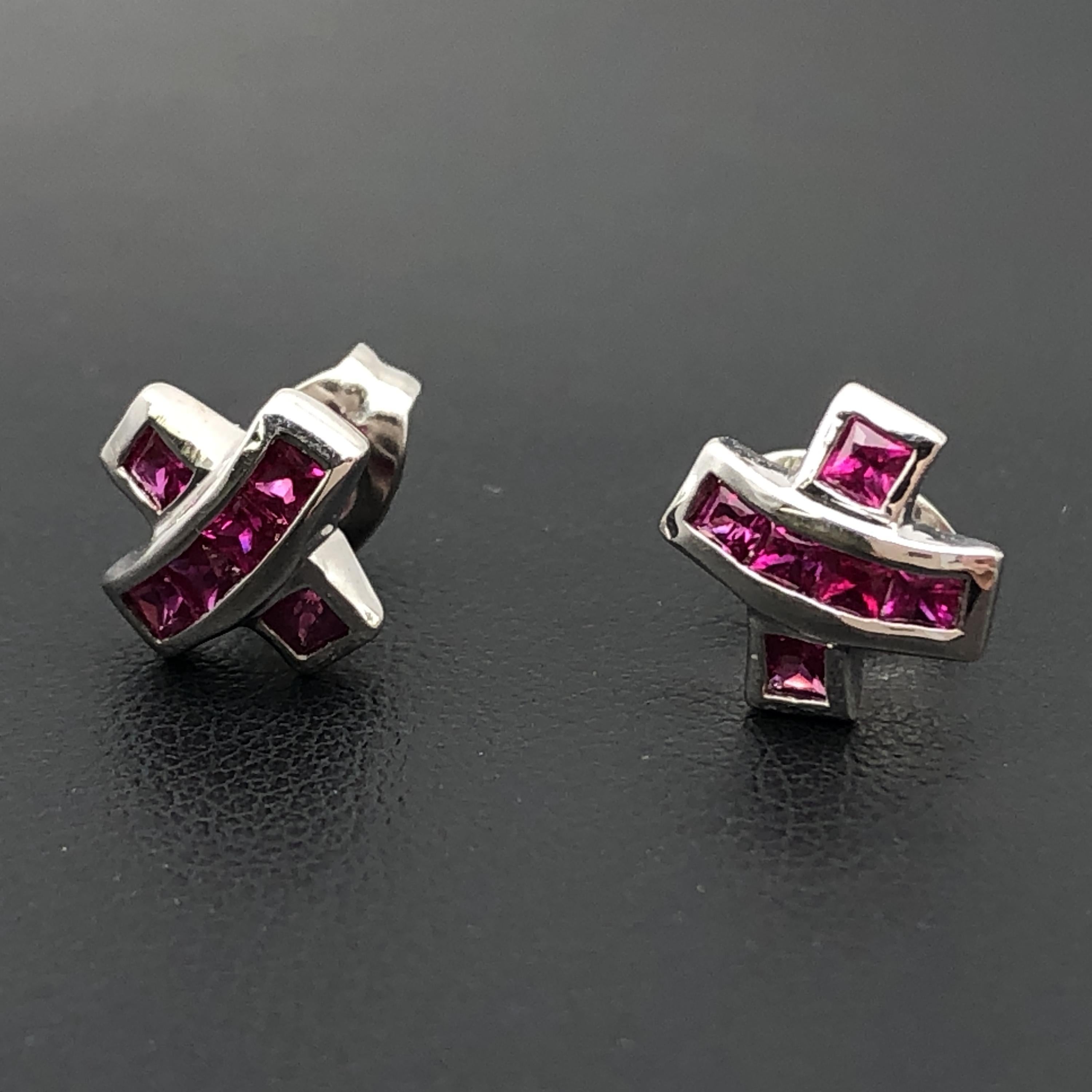 Custom Jewelry Ruby Earring, K18WG, 2.2g C387370