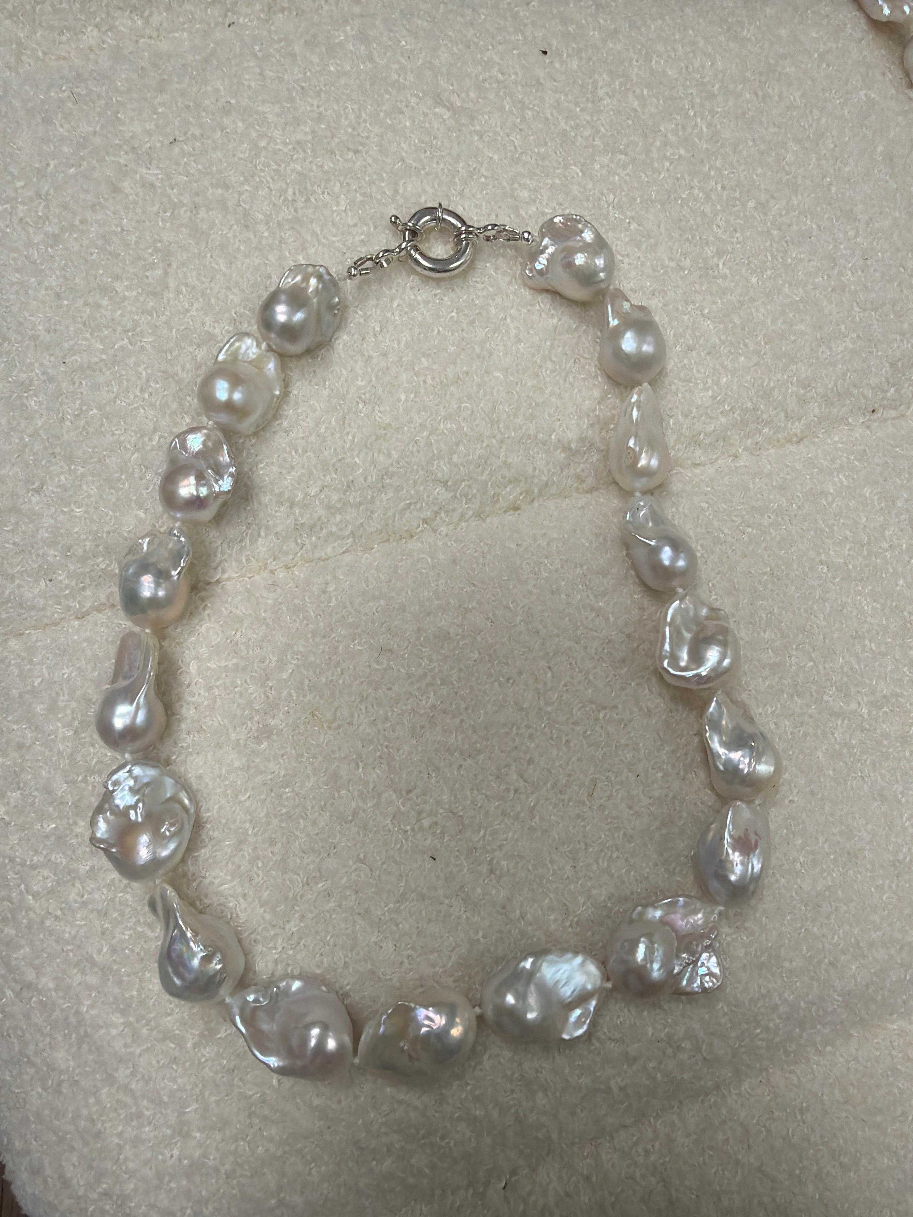 18.5" white fireball pearl necklace