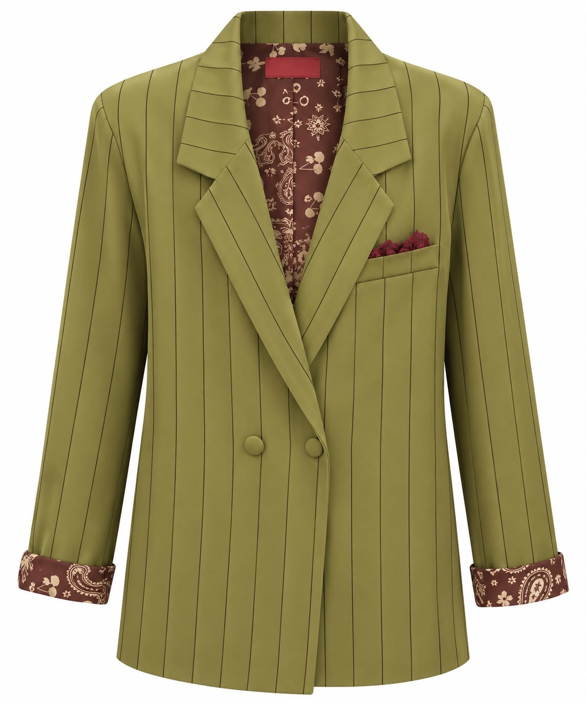 JACKET JUSTIN CREPE PINSTRIPES LINING BANDANA CHERRY BURGUNDY LACE MCL13353