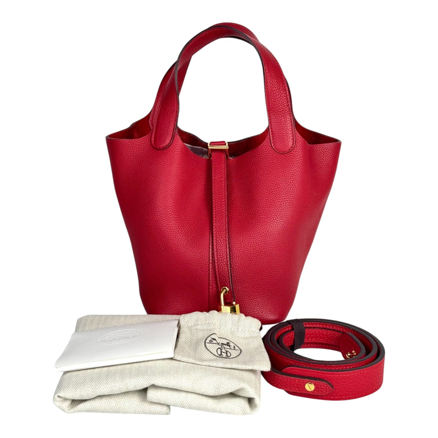 Hermes Picotin 18cm Red Bag with GHW
