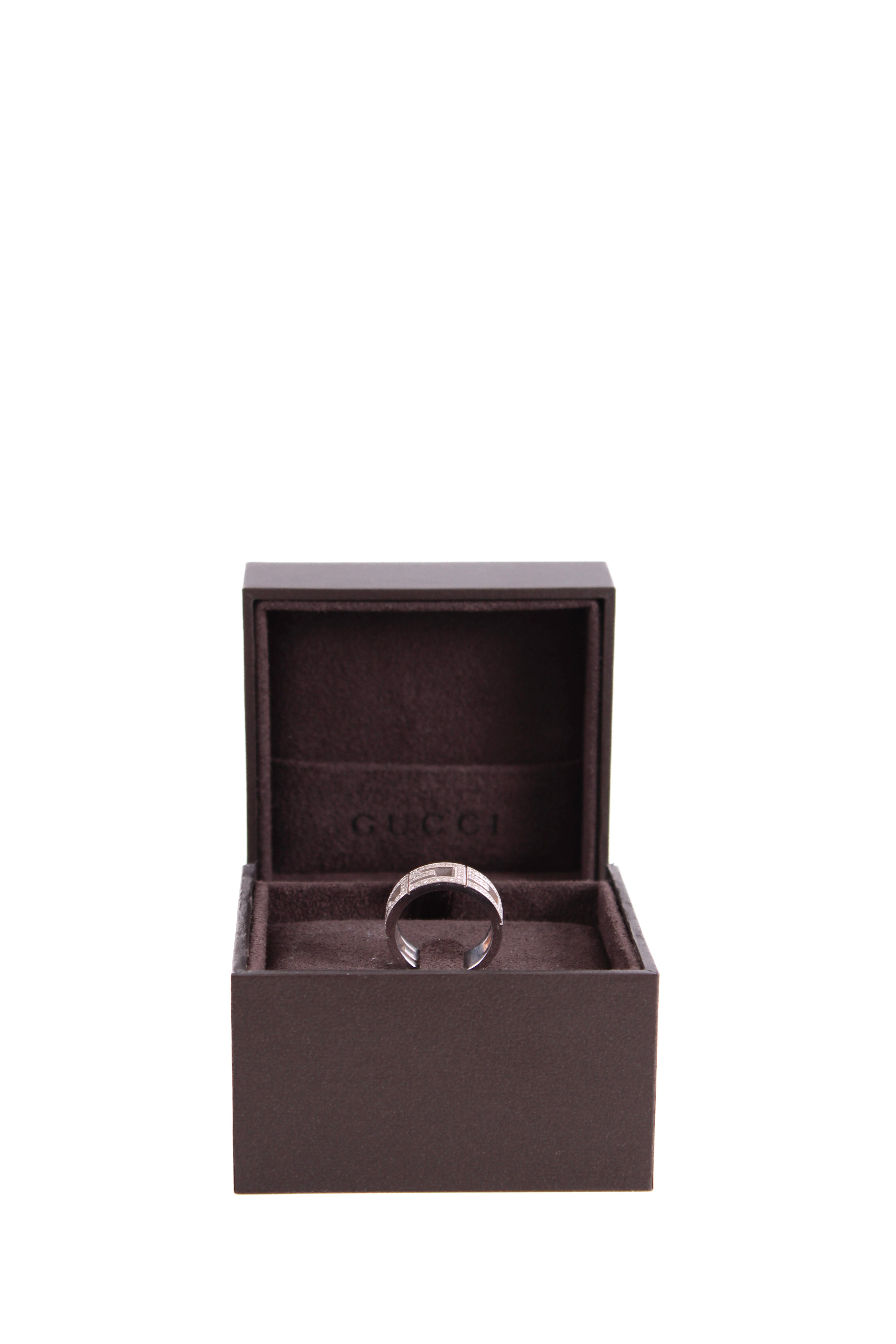Gucci G Ring White Gold & Diamond Size 15