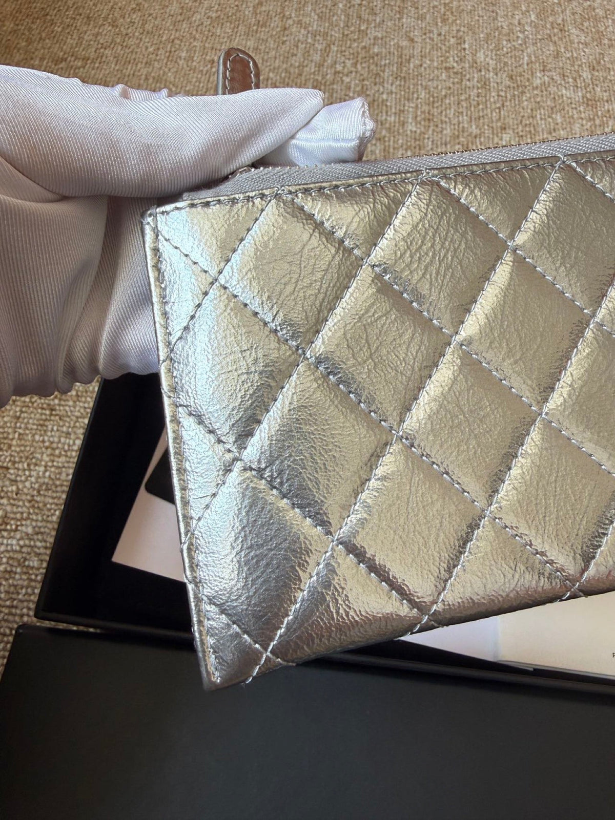 Chanel Quilted Leather Long Wallet - Silver image 13