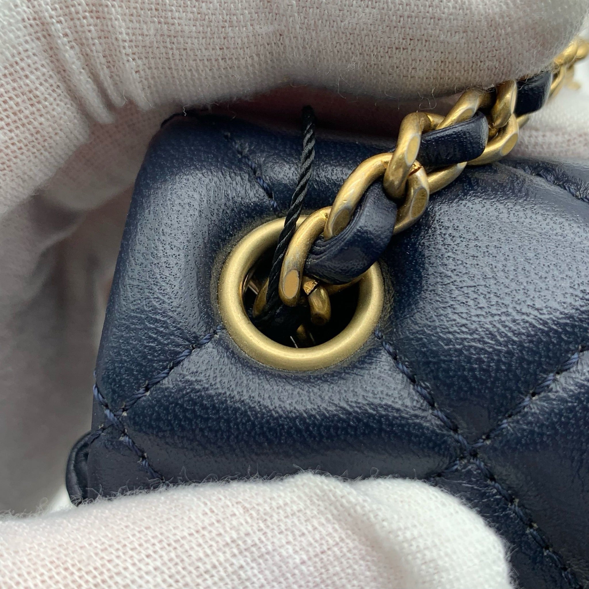 Chanel Mini Classic Flap Rectangle Navy Blue Lambskin Bag image 13
