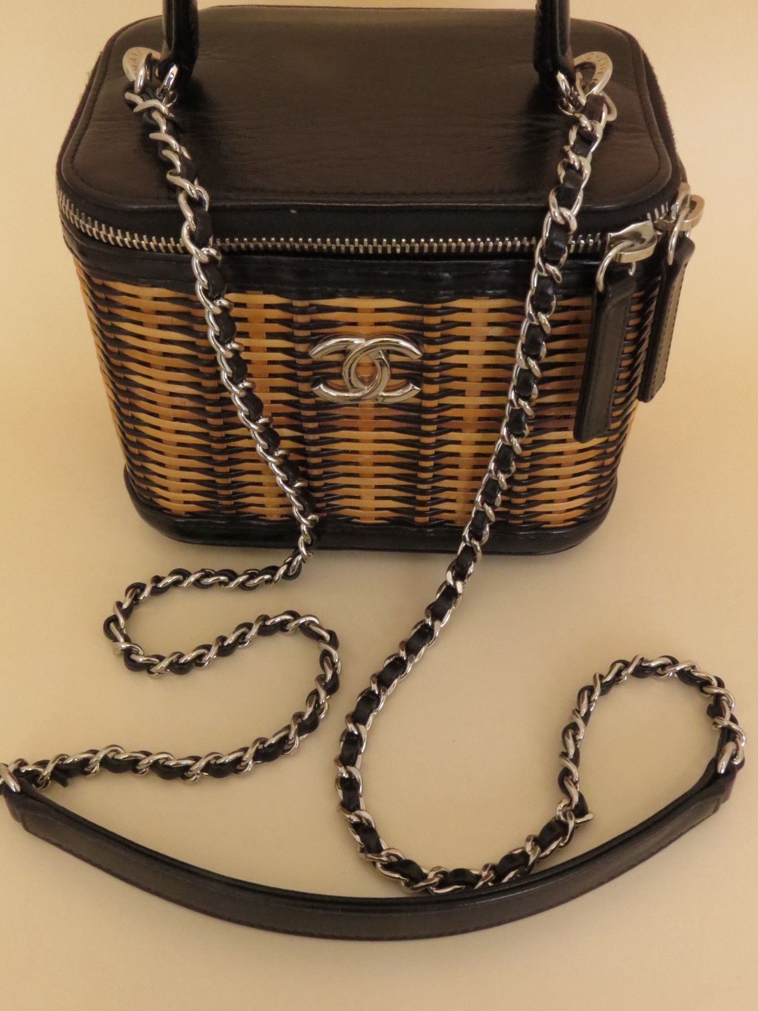 Chanel Woven Vanity Case - Black & Natural image 13