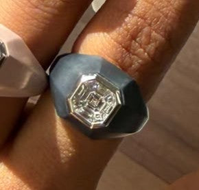 18k Pinky Ring Chunky w/  Grey Enamel (setting only) SABSET016