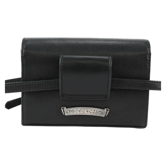 Chrome Hearts BS Flare Patch Square Pocket Bag Leather Black Silver Auth 134880M 134880M