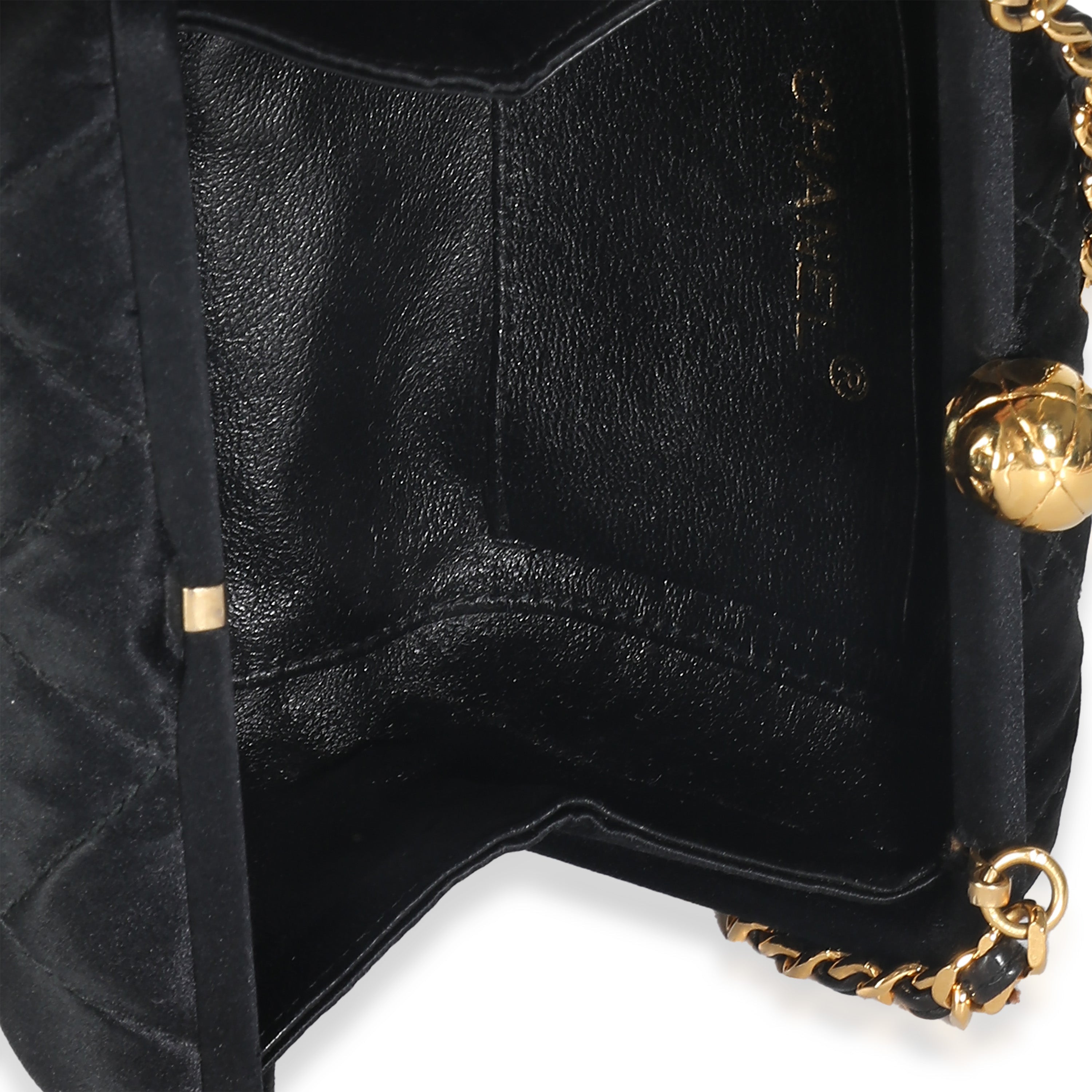 Chanel Black Quilted Satin CC Tassel Box Clutch