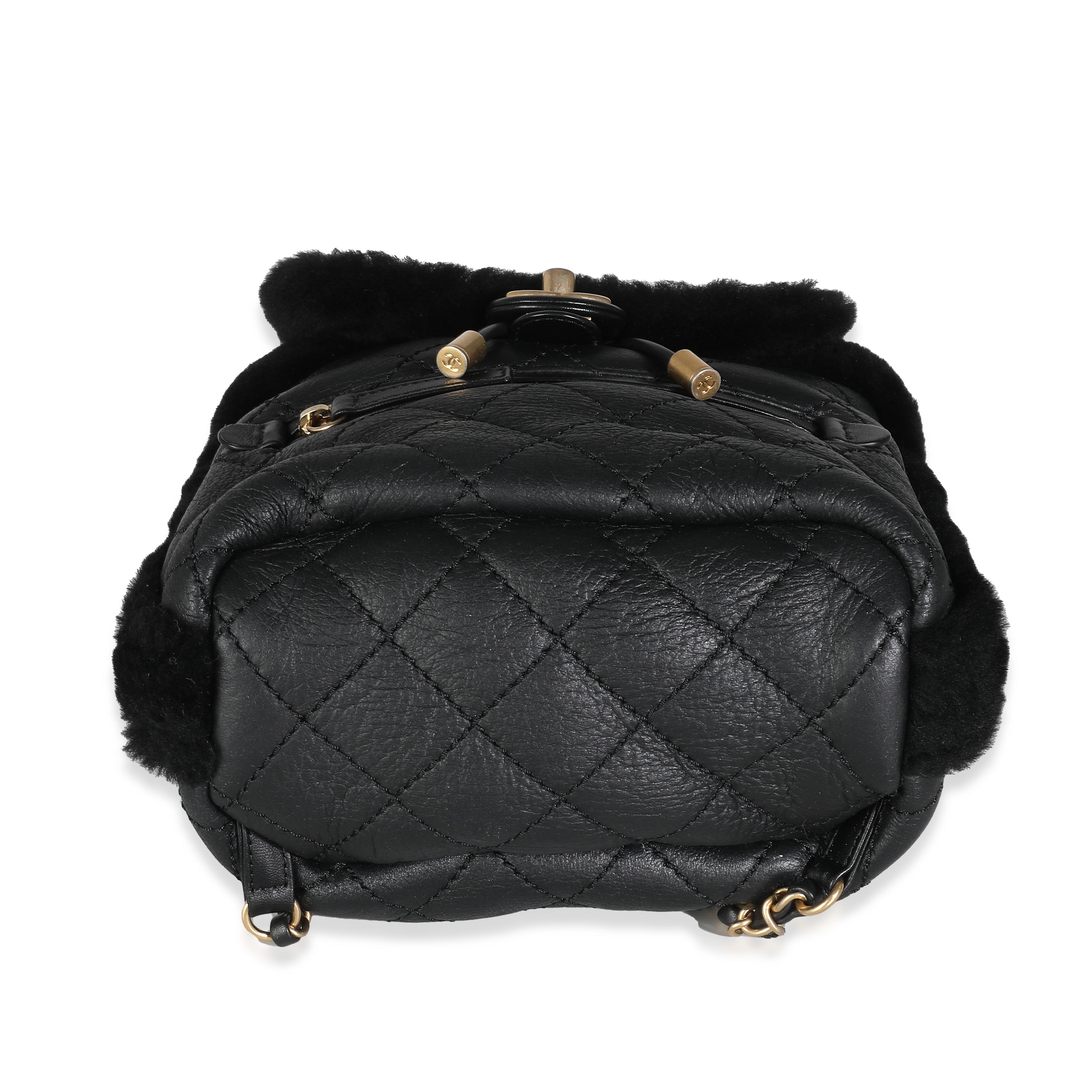 Black Quilted Shearling Paris Hamburg Small Backpack