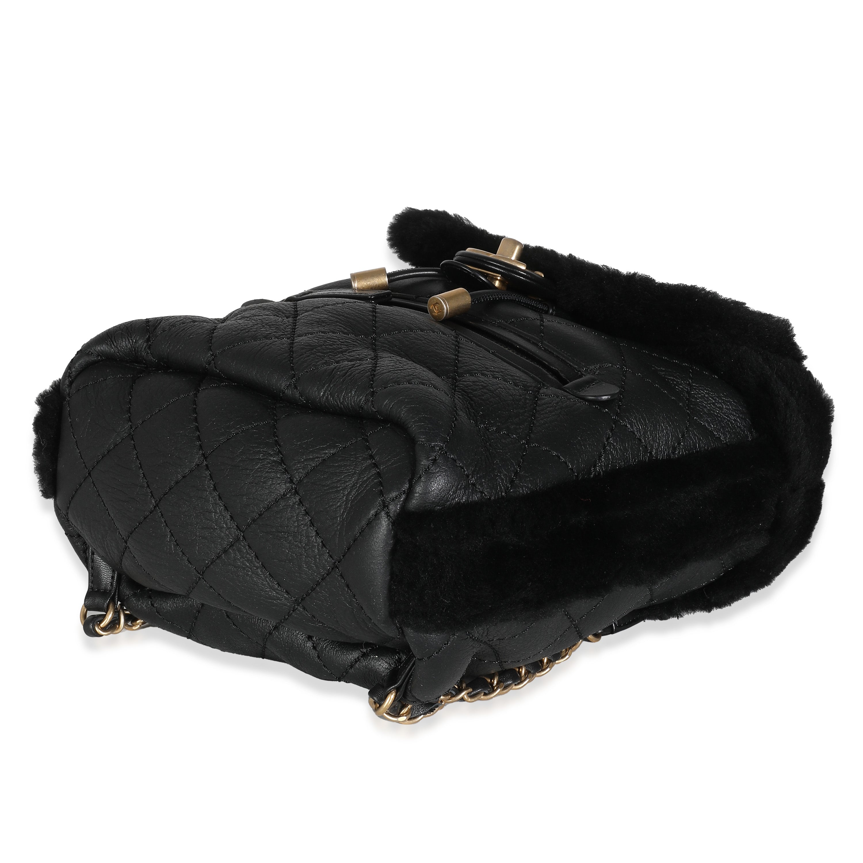 Black Quilted Shearling Paris Hamburg Small Backpack