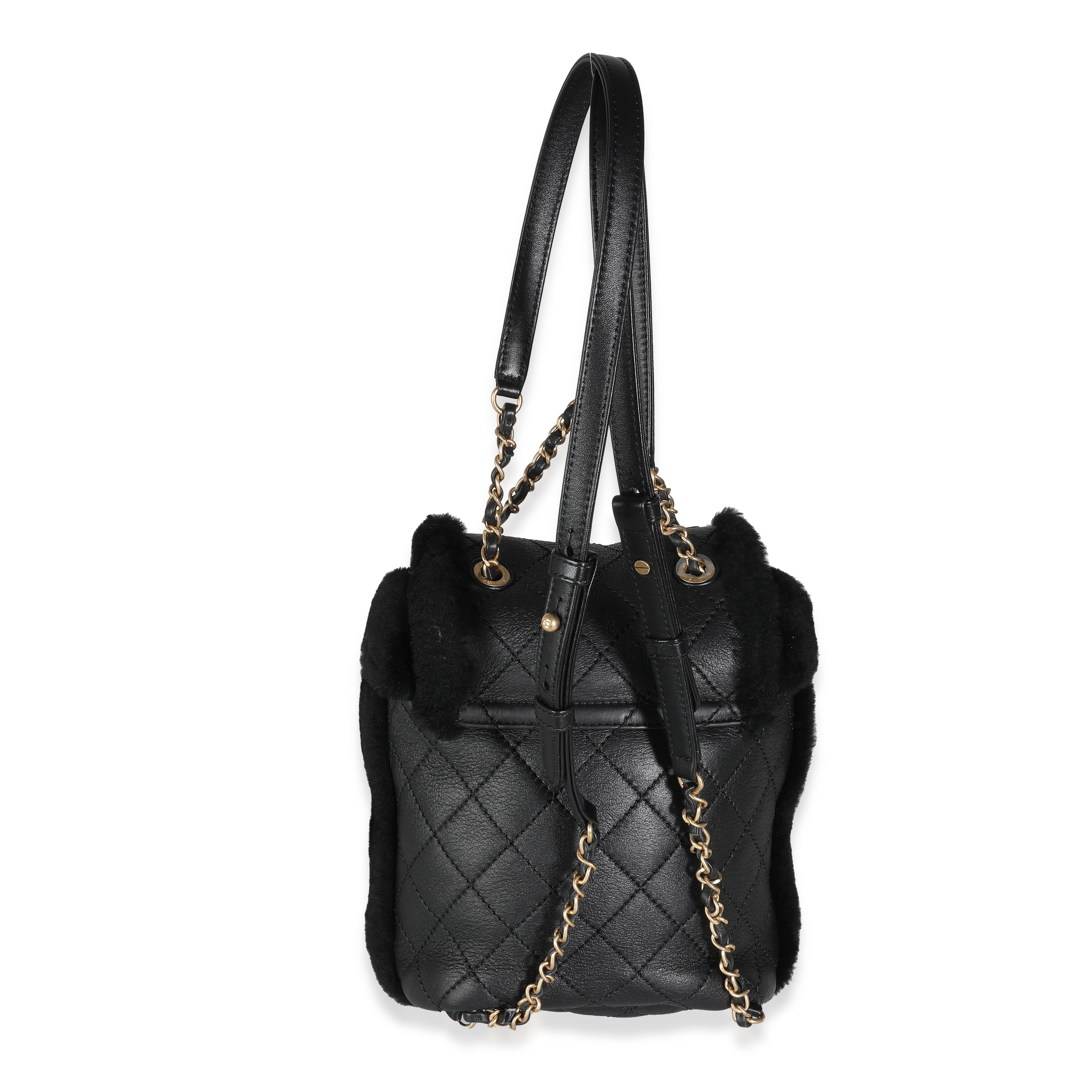 Black Quilted Shearling Paris Hamburg Small Backpack