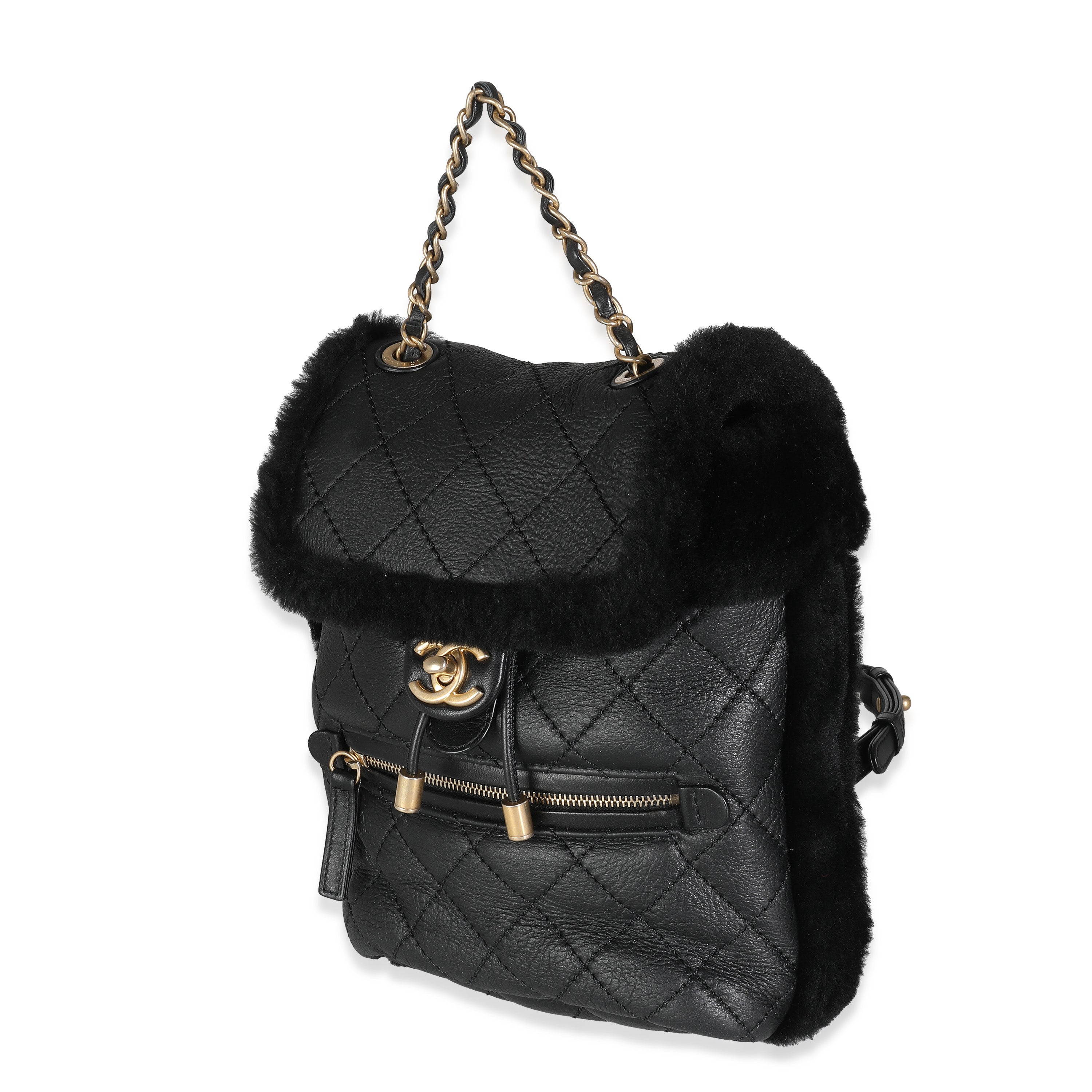 Black Quilted Shearling Paris Hamburg Small Backpack