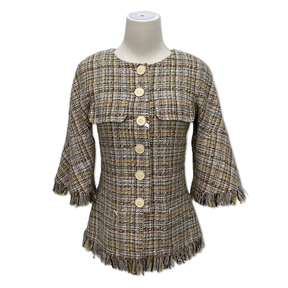 Chanel Fringed Tweed Single-Breasted Jacket size 34 C13991416109