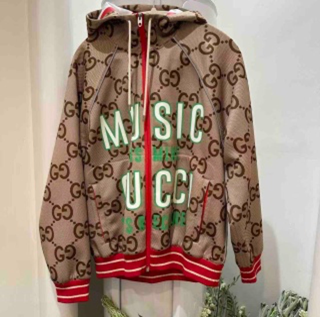 Jim Gucci 100th Anniversary Edition Double G All-over Print Hooded Jacket US979046