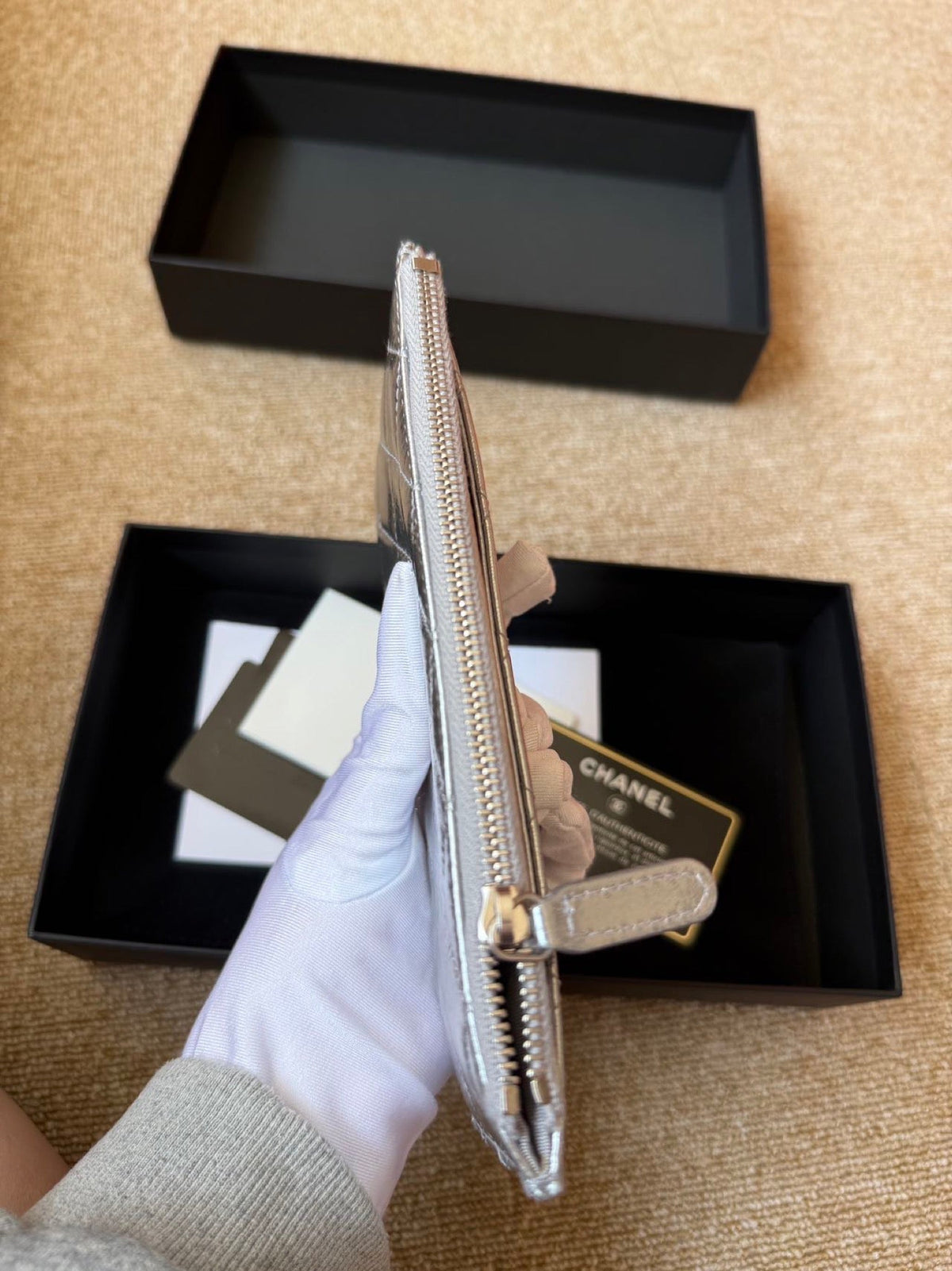 Chanel Quilted Leather Long Wallet - Silver image 14