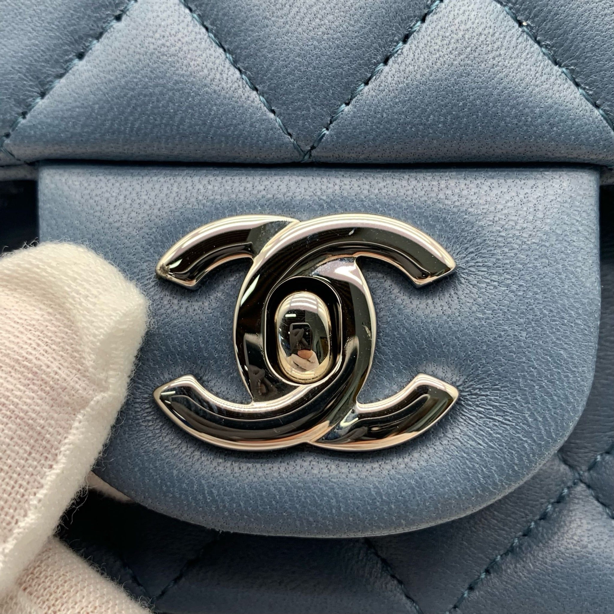 Chanel Classic Flap Large Mini Haze Blue Silver Hardware Bag image 14