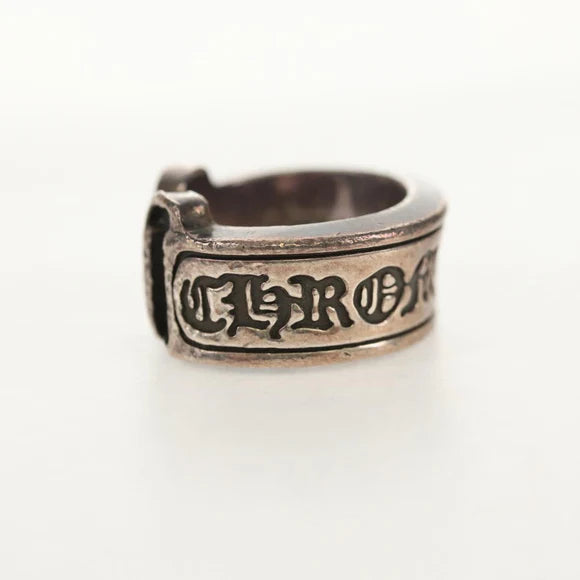 Chrome Hearts Large Scroll Label Ring Ag925 Silver Auth 140414M 140414M