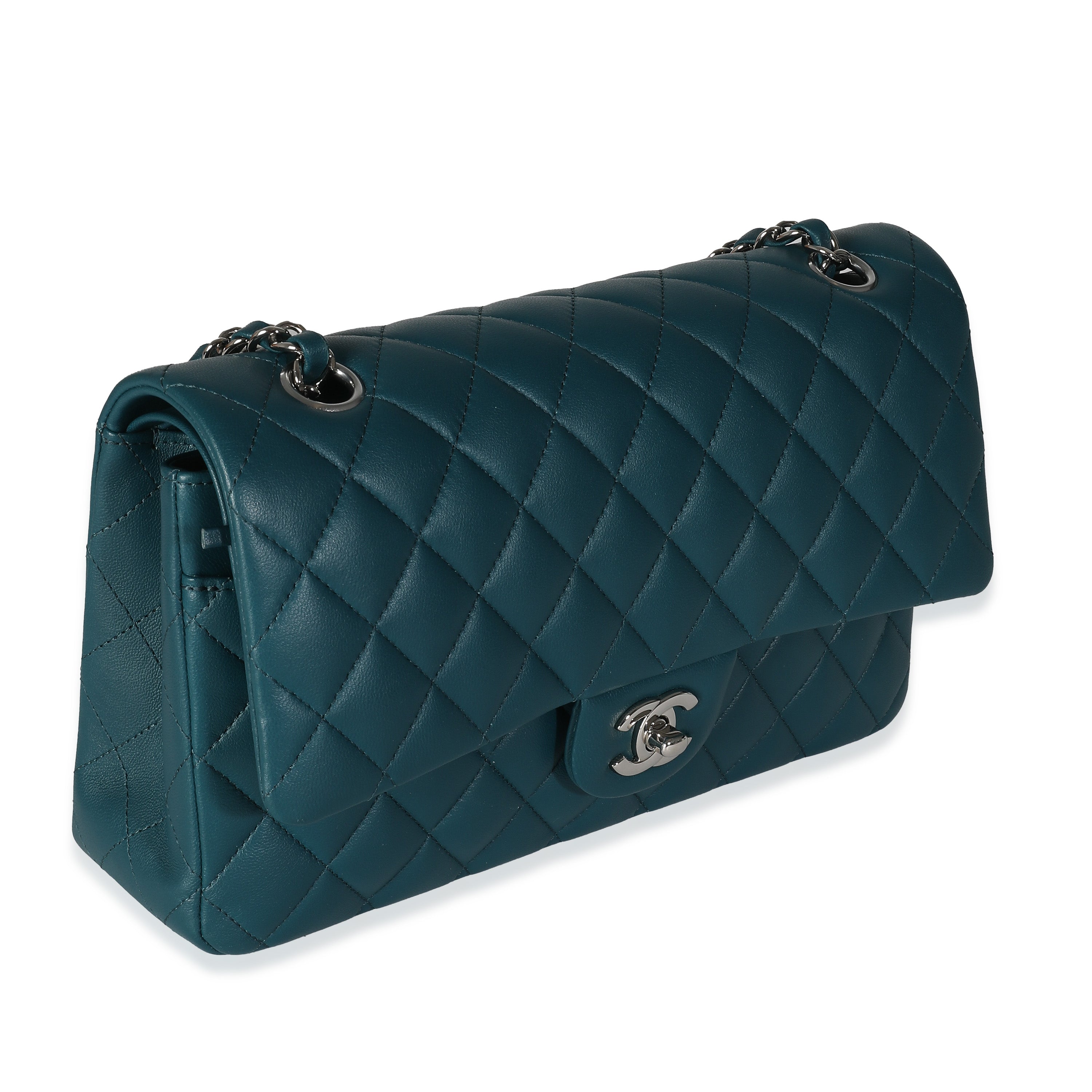 Dark Turquoise Quilted Lambskin Medium Classic Double Flap Bag