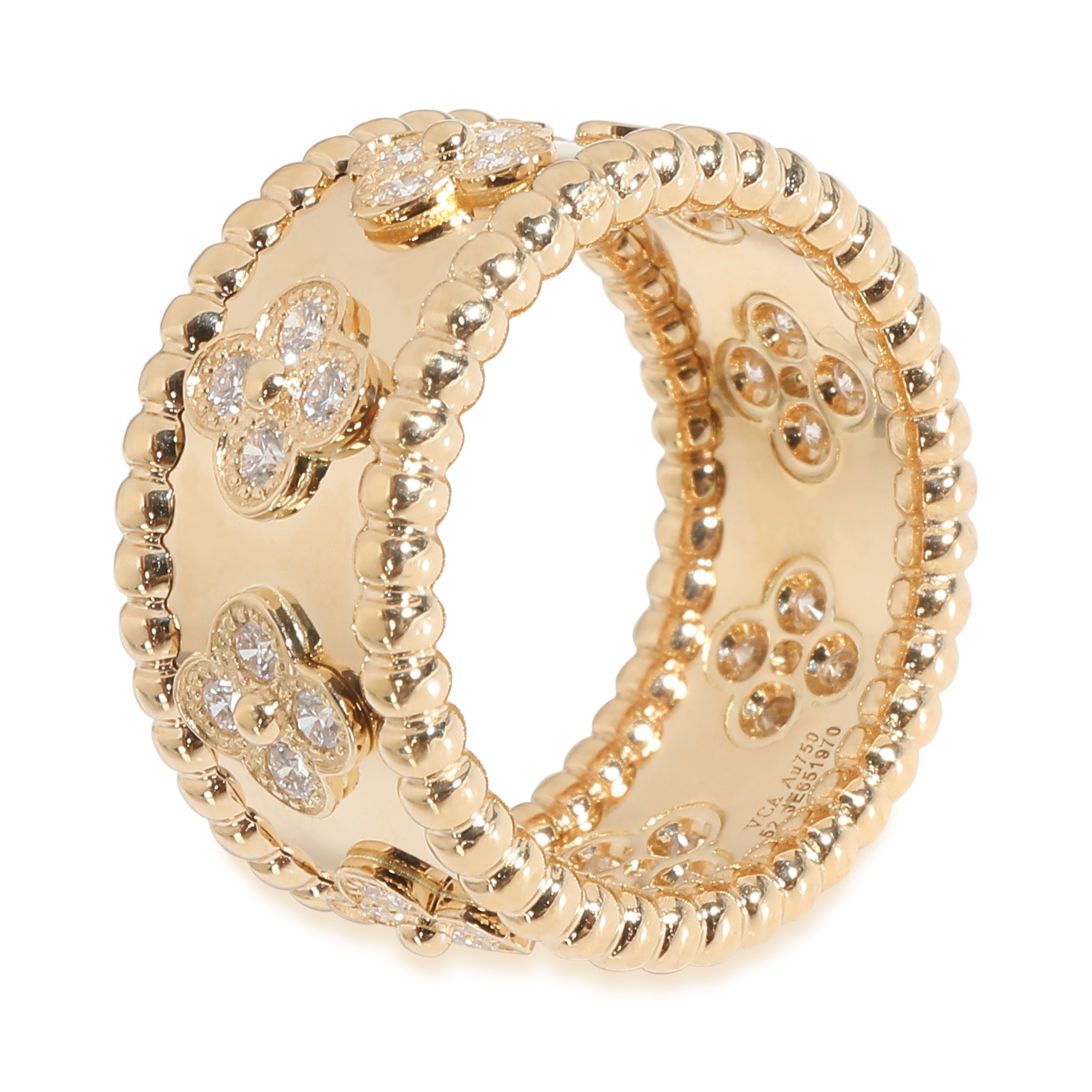 Perlee Clovers Ring, Medium Model in Yellow Gold 0.71 CTW