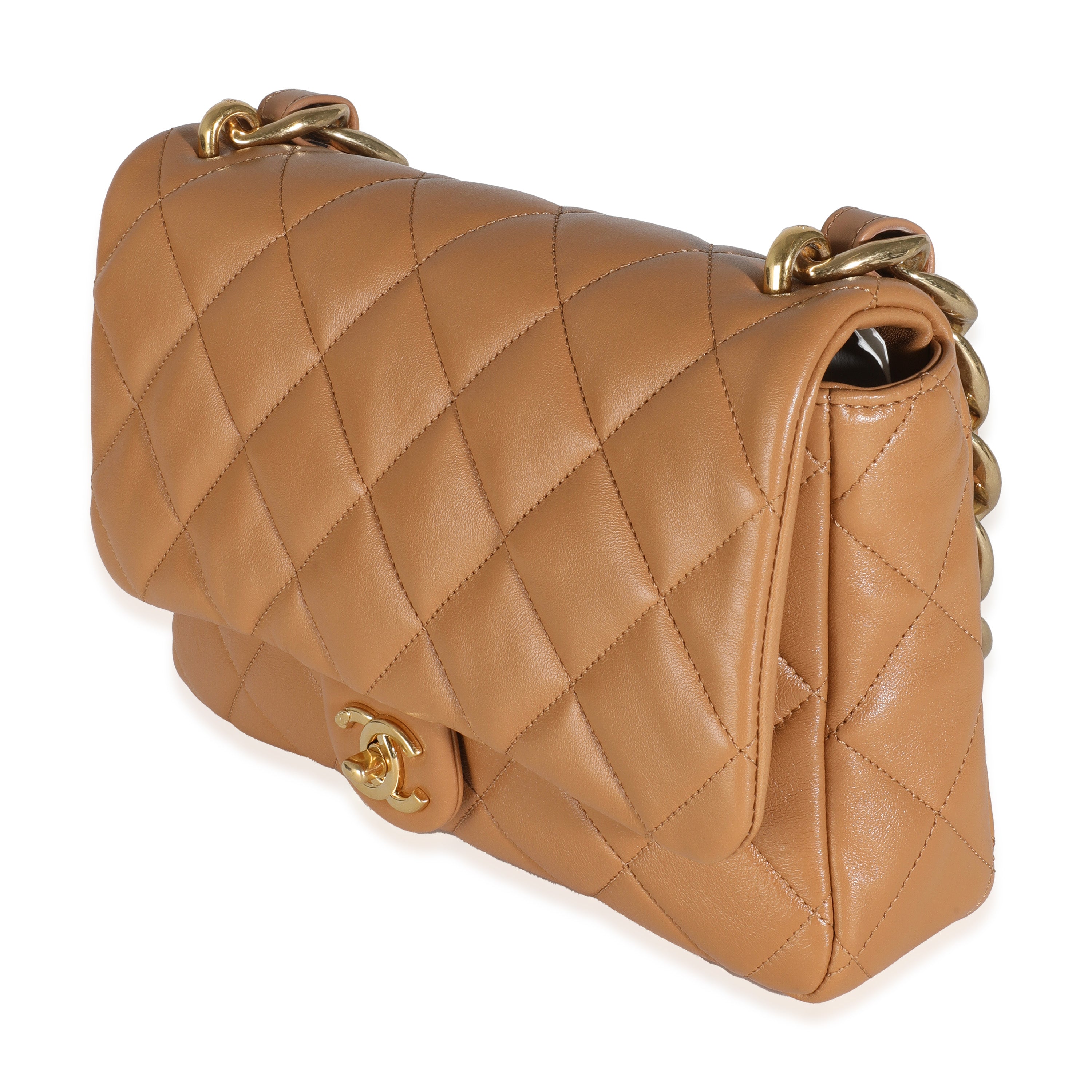 Tan Quilted Lambskin Medium Funky Town Flap Bag