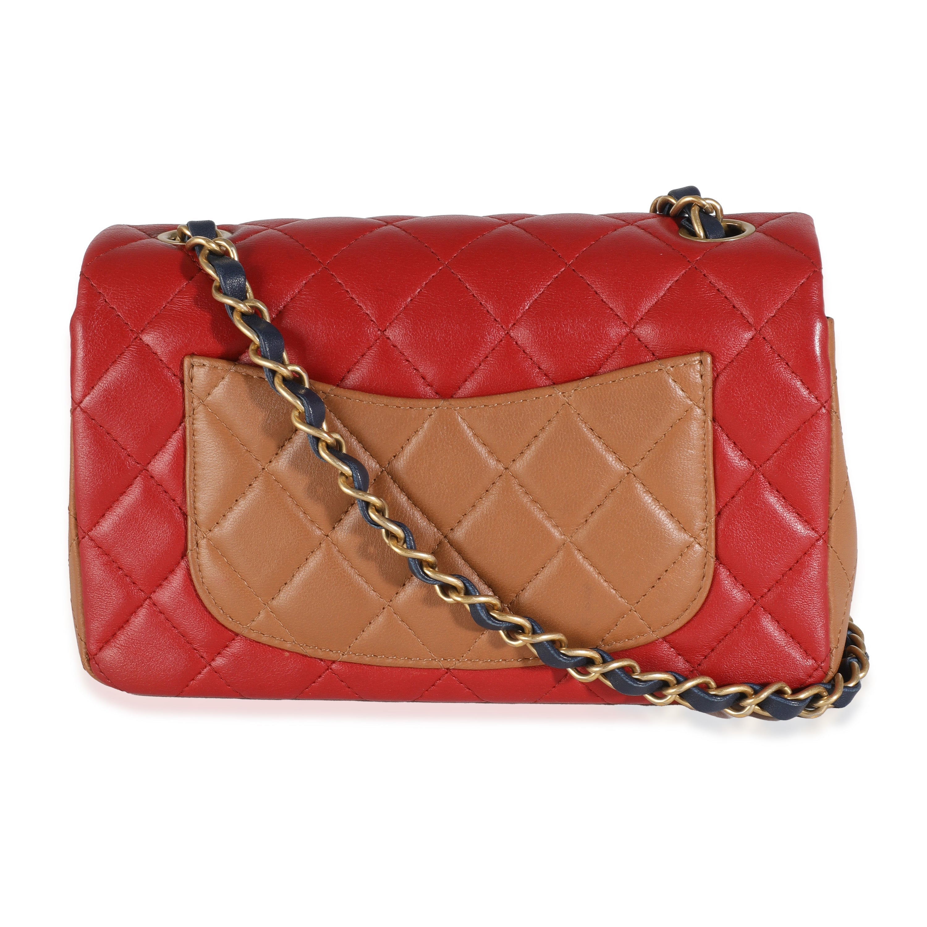 Tri-Colour Quilted Lambskin Mini Rectangular Flap Bag