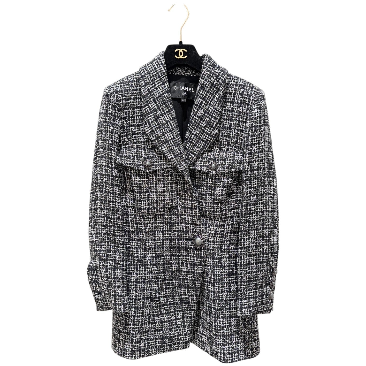 Chanel Woven Multicolor Tweed Jacket Clothes Size 42