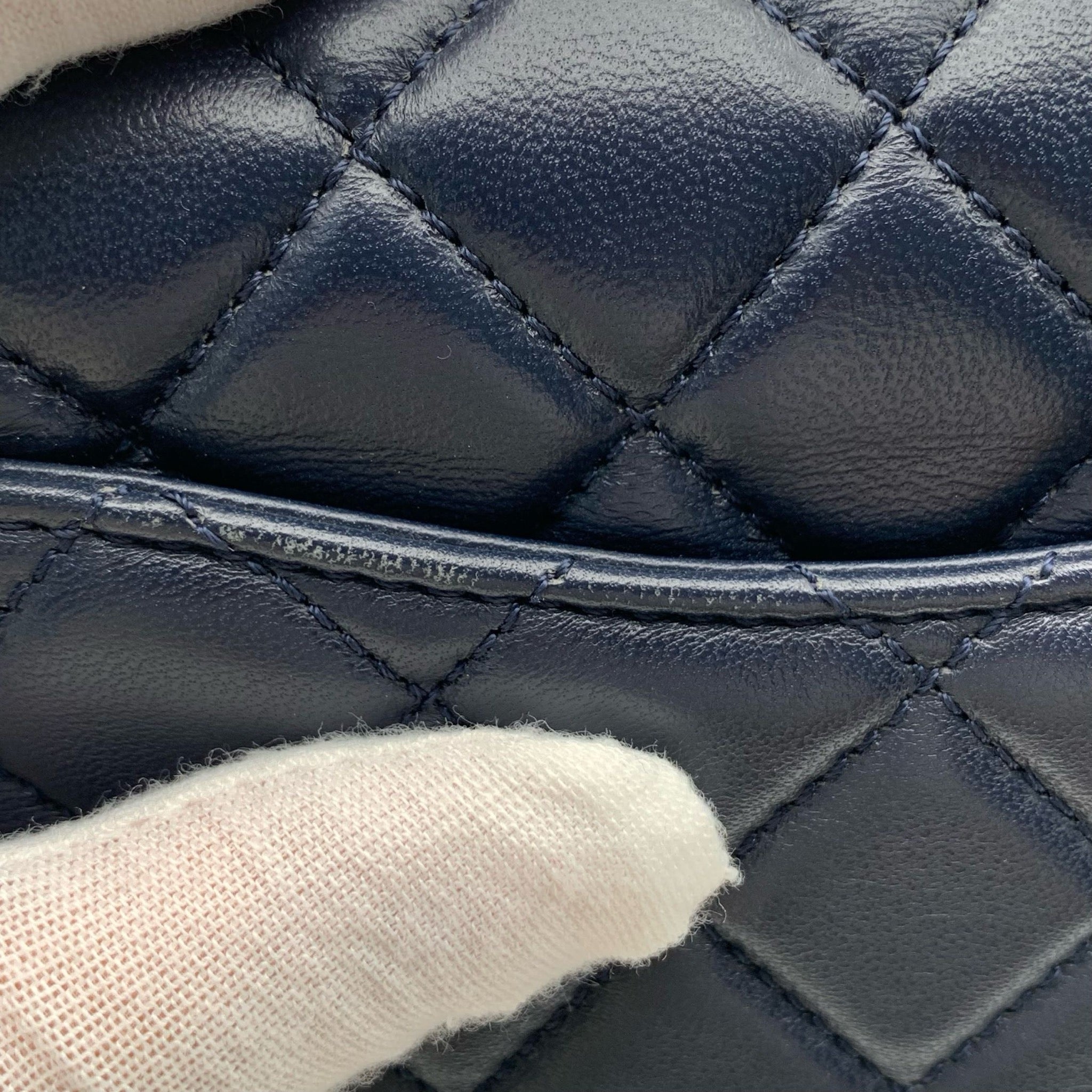 Chanel Mini Classic Flap Rectangle Navy Blue Lambskin Bag image 15