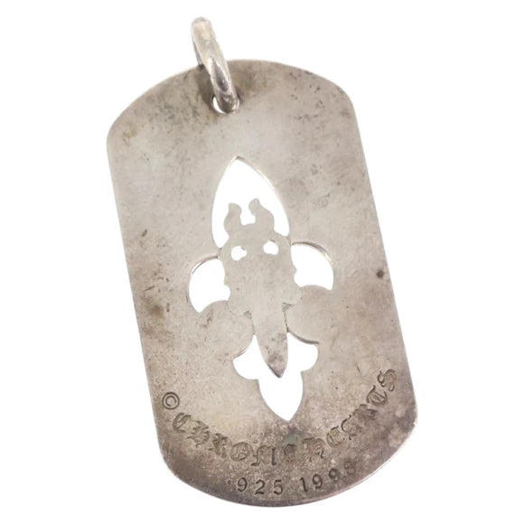 Chrome Hearts Cutout Flare Dagger Dog Tag Pendant Top Ag925 Silver Auth 150920AM 150920AM