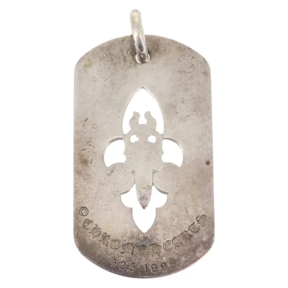 Chrome Hearts Cutout Flare Dagger Dog Tag Pendant Top Ag925 Silver Auth 150920AM 150920AM