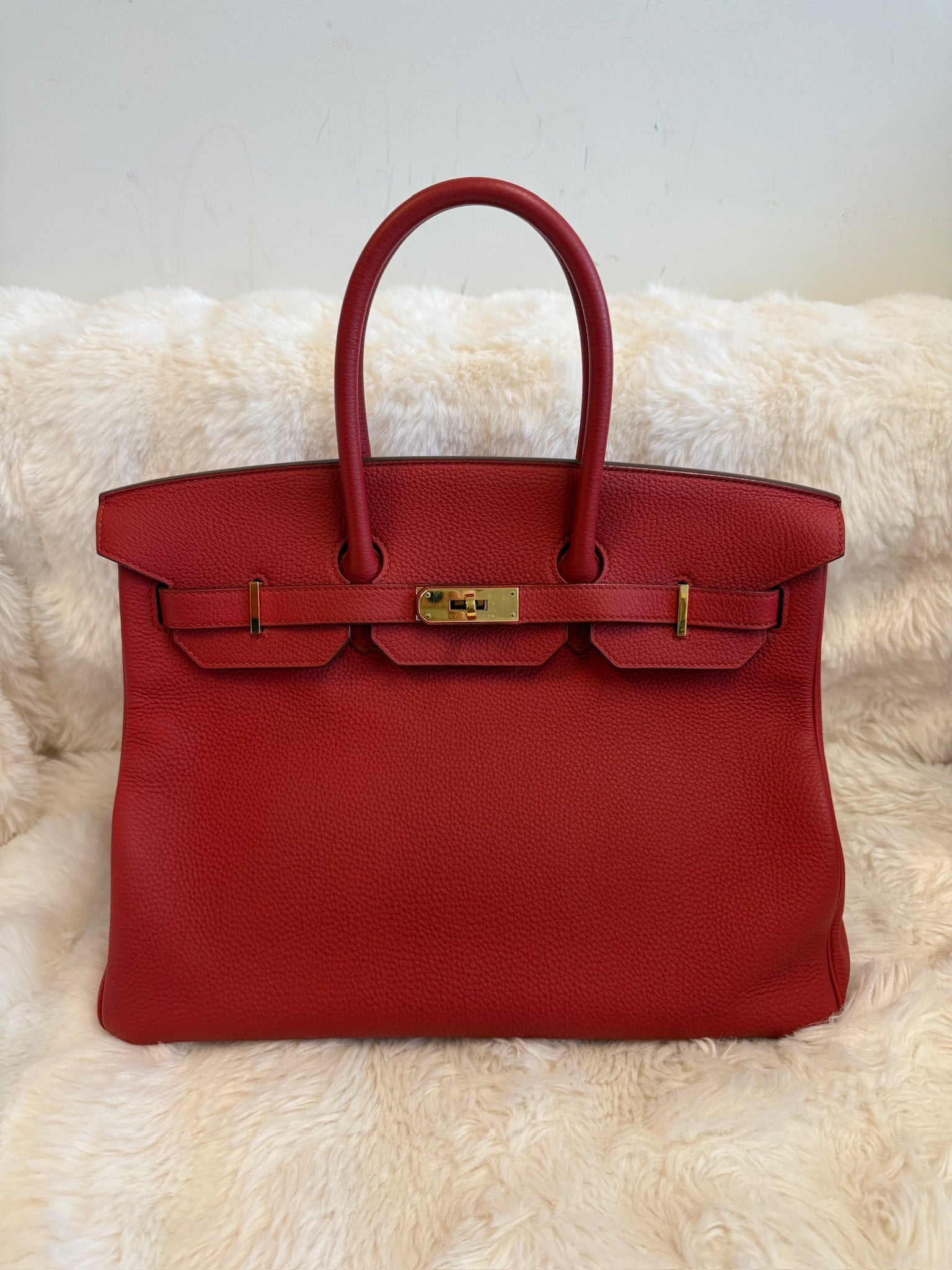 Hermès Birkin 35-Rouge Casaque Leather Handbag