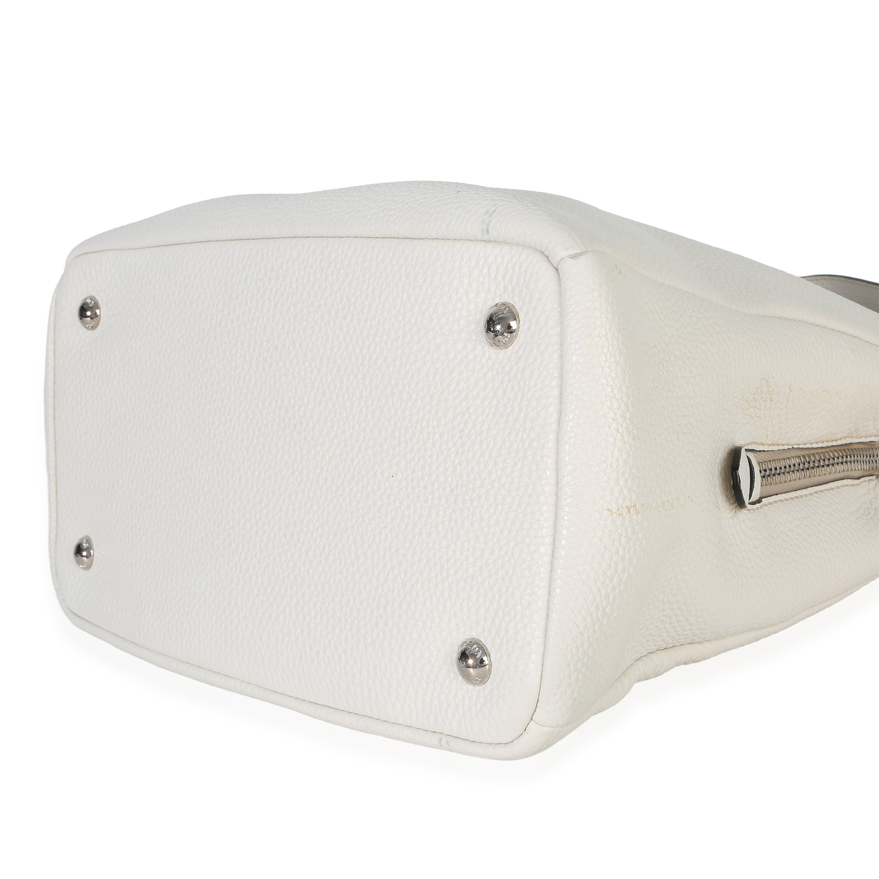 Prada White Vitello Daino Double Zip Shopping Tote Handbag box