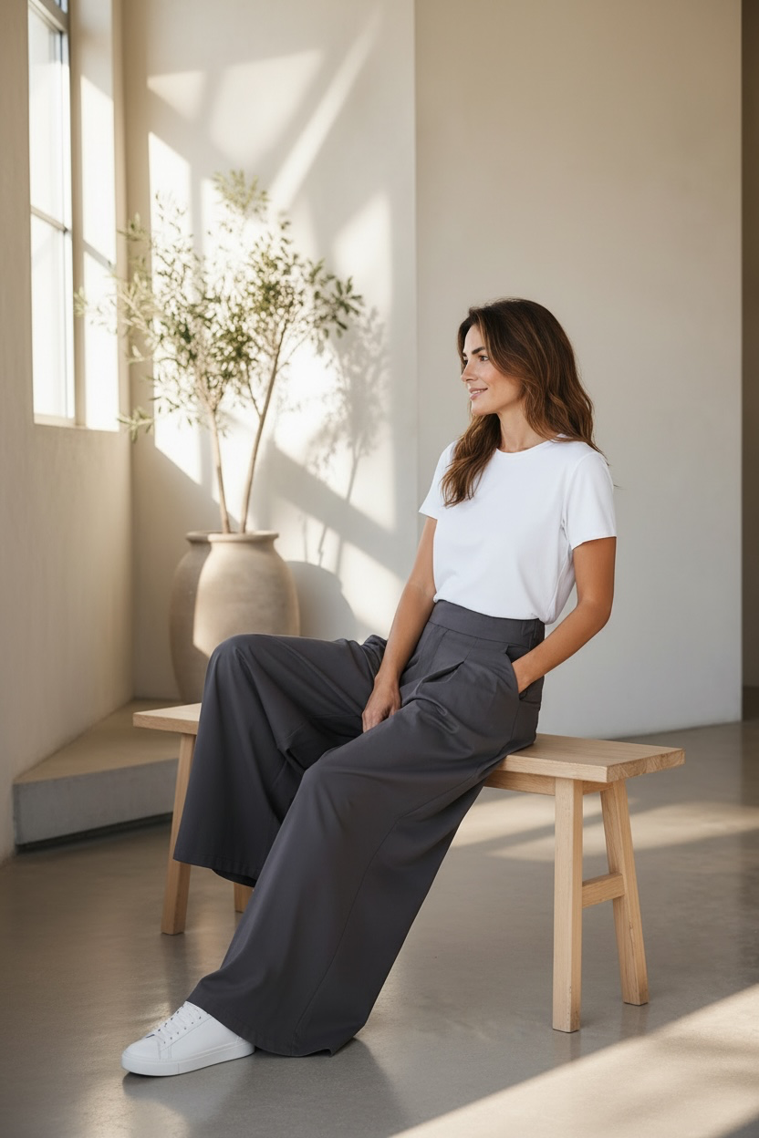 NRE Trouser Grey Wide Leg  DXBS6433