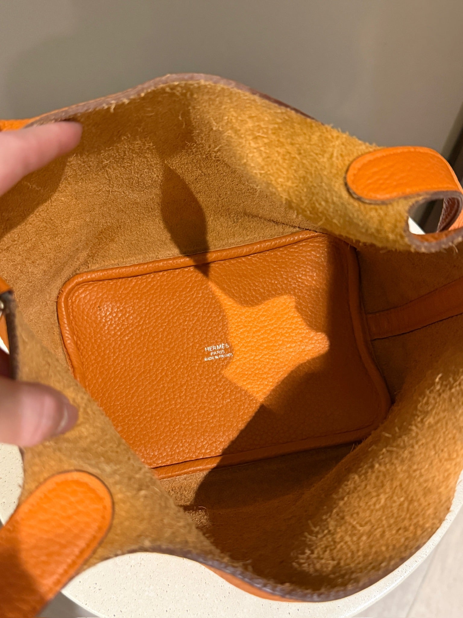 Hermès Picotin Lock 18 in orange Clemence leather with palladium hardware