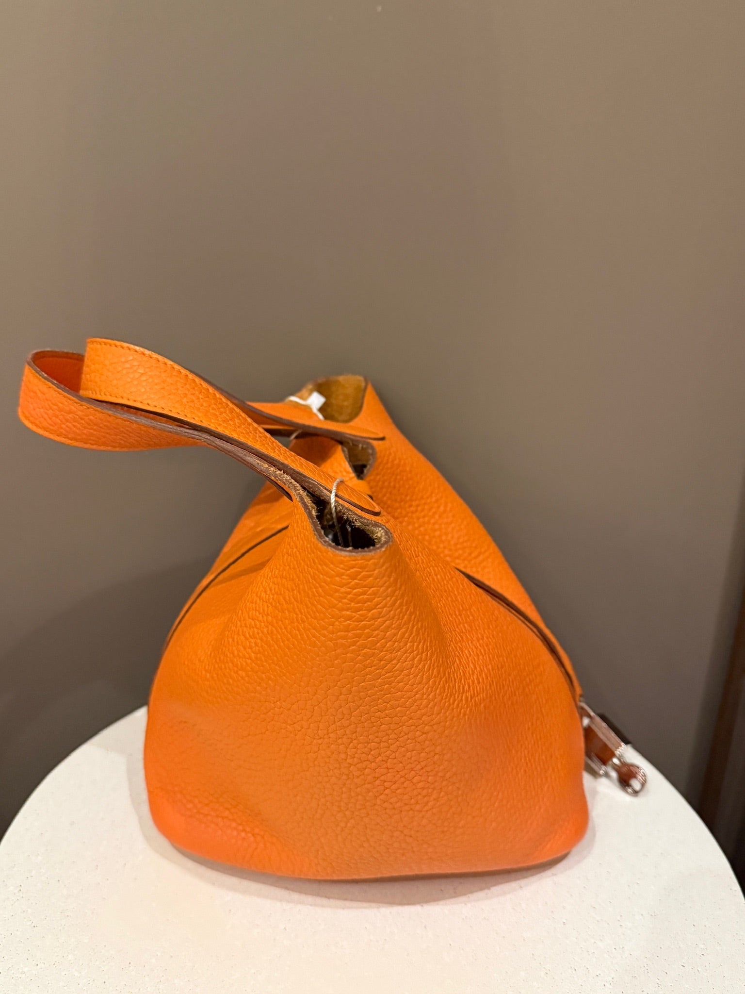 Hermès Picotin Lock 18 in orange Clemence leather with palladium hardware