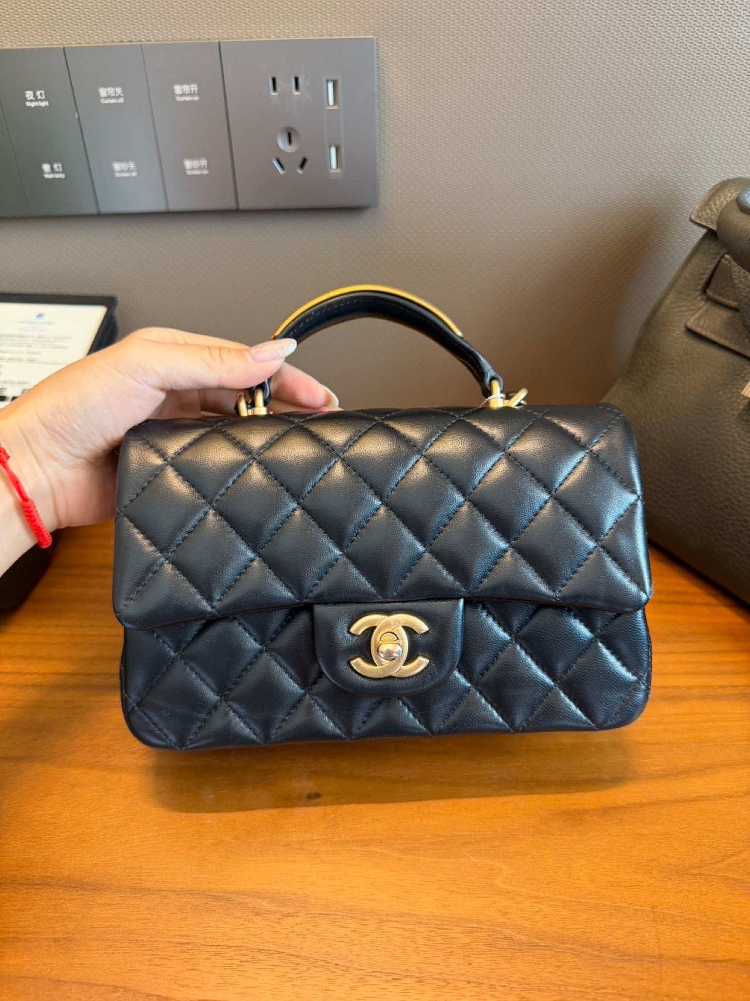 Chanel Top Handle Mini Flap Bag Black image 16
