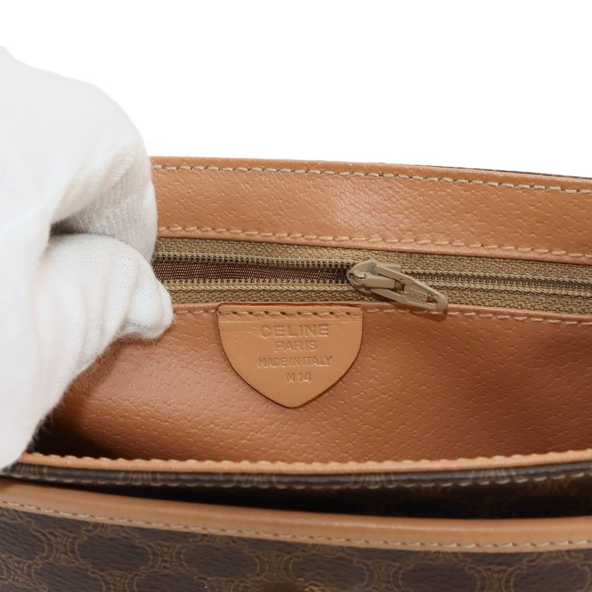 CELINE Macadam Shoulder Bag Leather PVC Brown Vintage Purse 902752758