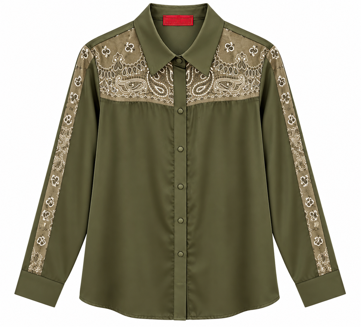 SHIRT BIANKS PLACEMENT SUEDE BANDANA OLIVE MCL13500