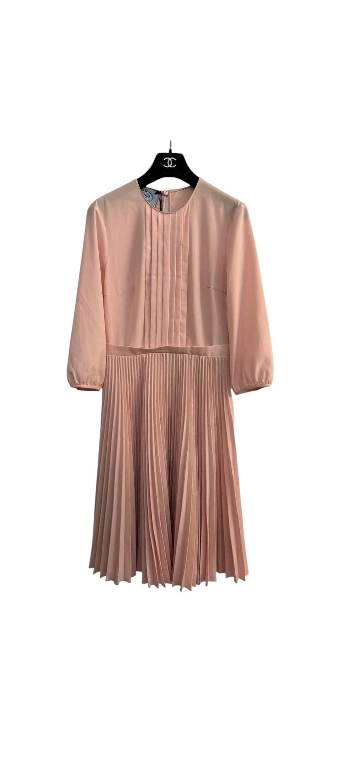 Prada Pink Pleated Dress New Sz38 DLT5212