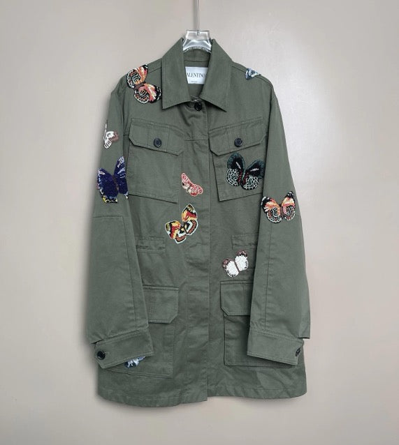 Valentino heavy-duty beaded embroidered butterfly jacket, size 42 SYCC2050
