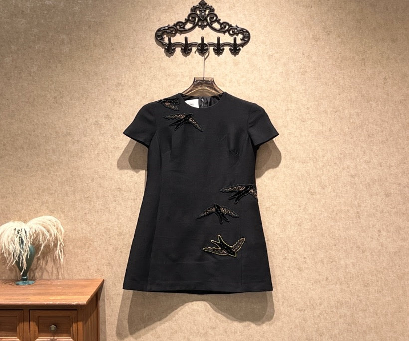 Valentino black swallowtail beaded dress / Size 38 / 99% new / 42243 SYCF42243