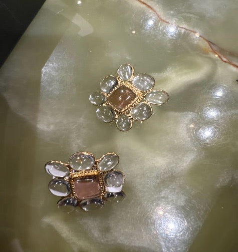 Gripoix transparent glass stud earrings CG404152