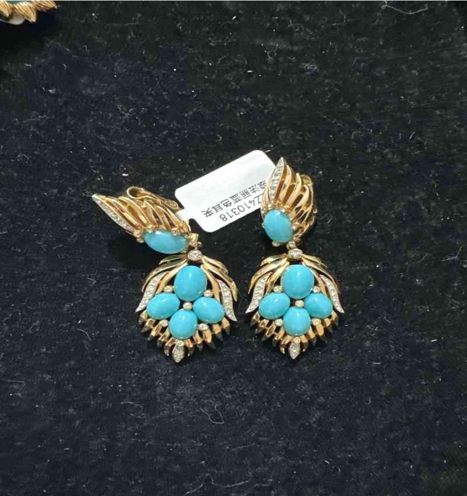 Blue Ear Clips of Turquoise LZ410318
