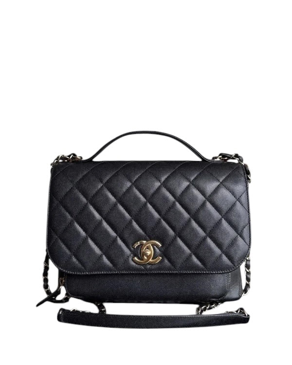 CHANEL BUSINESS AFFINITY LARGE - 27CM CAVIAR QUILTED BLACK GOLD HARDWARE SERIES 23 SYCMCA104