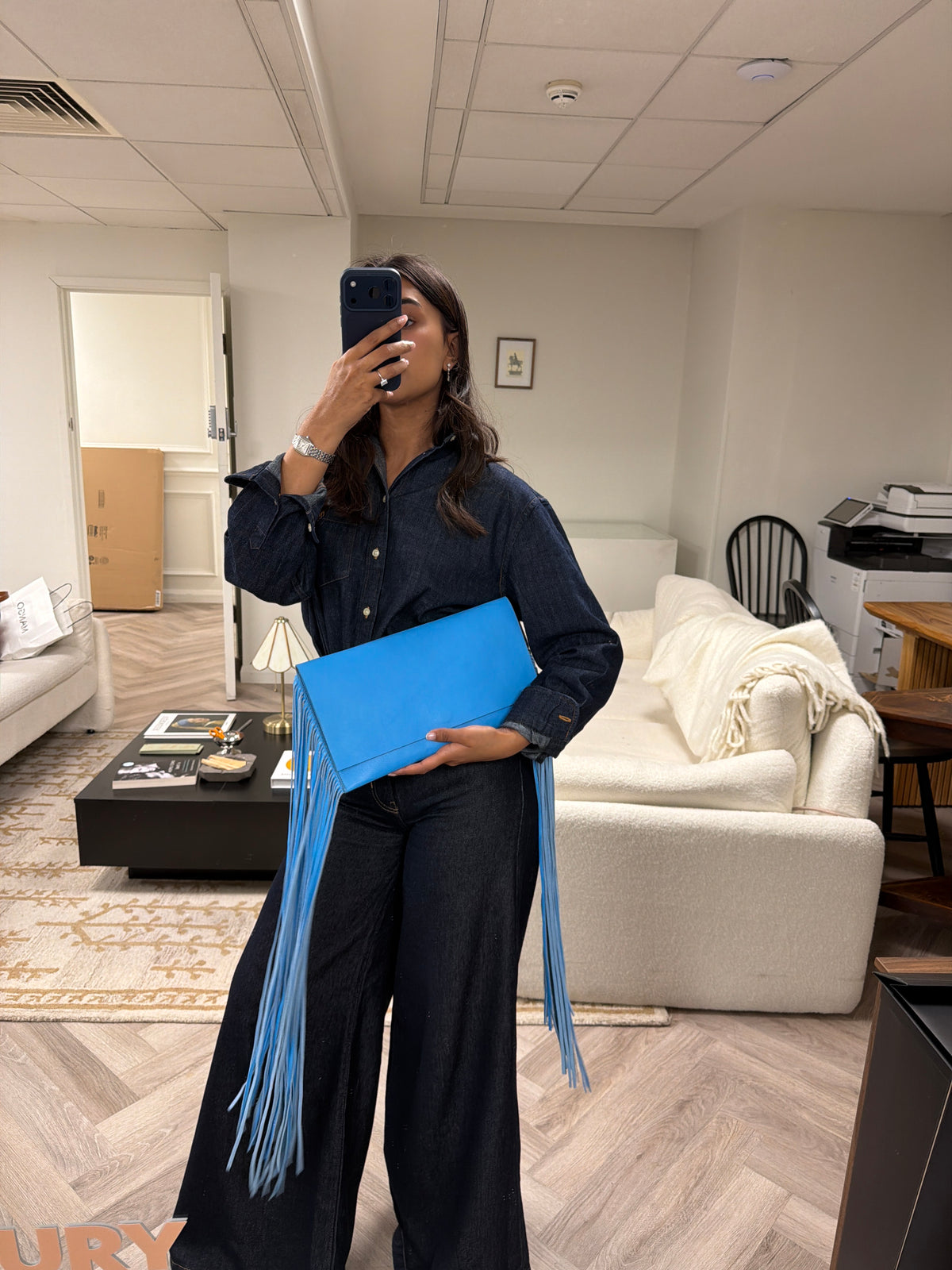 Light Blue Fringe Clutch ALC4489