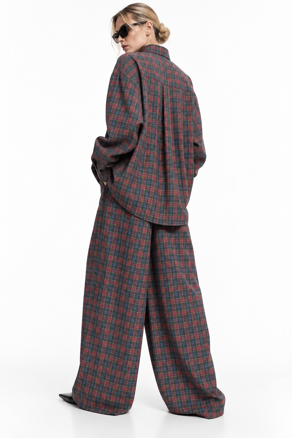 CONTRAST CHECK CO-ORD SET زوج (SHIRT & PANTS قميص وبنطلون) “JANE EYER"