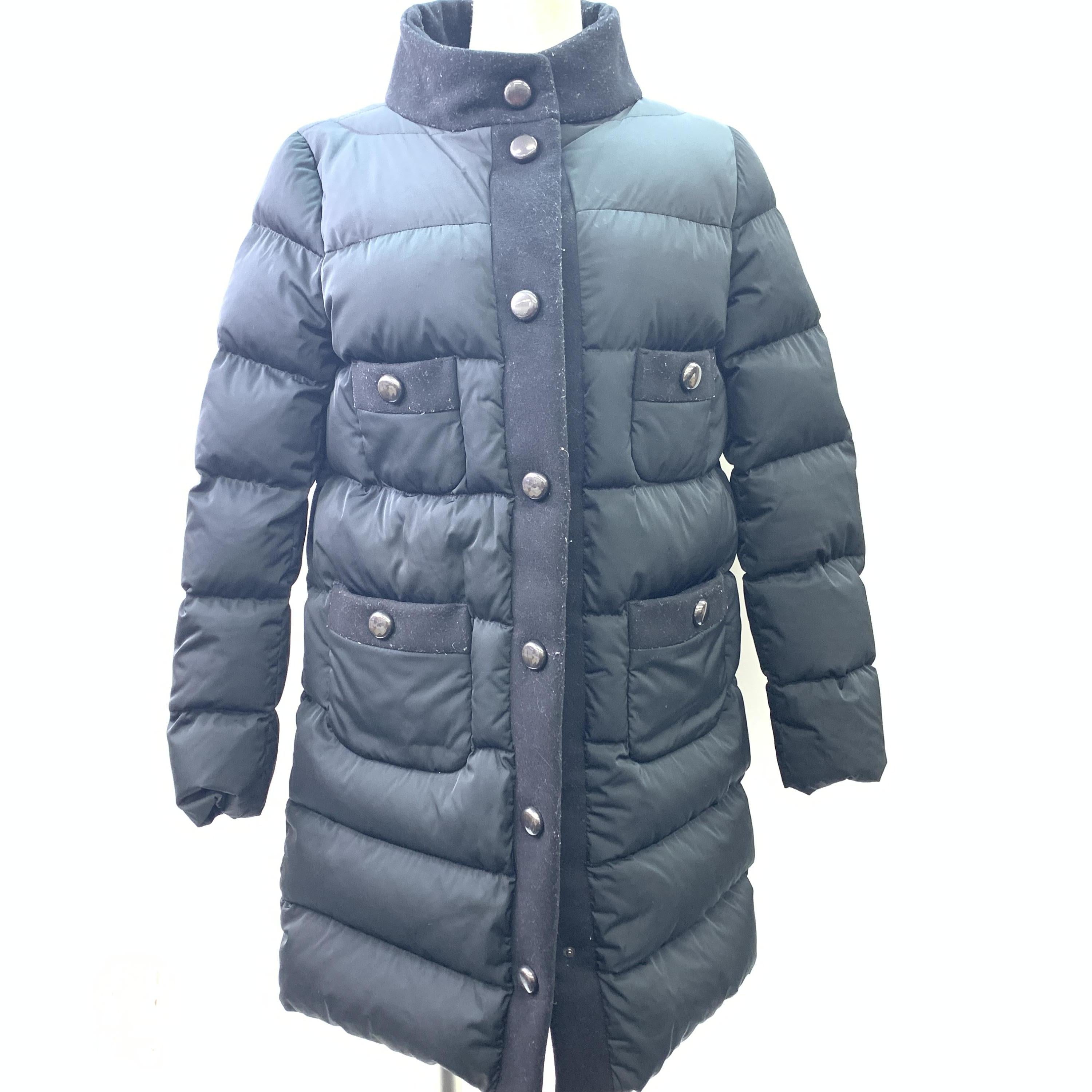 Moncler Black Down Coat With Button Closure C326768